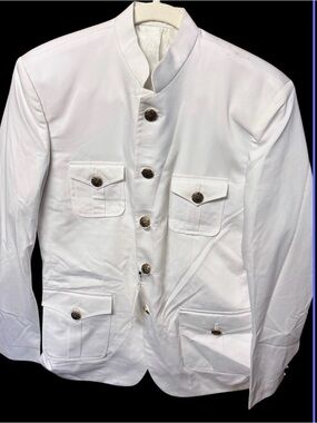 French Crown Blazer BANDHGALA DESIGNER‎ Jacket 36 White New